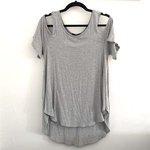 Gray Elongated Cutout Top
